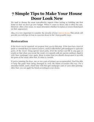 7 simple tips to make your house door look