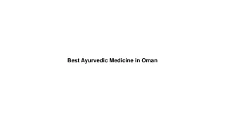 Best Ayurvedic Medicine in Oman