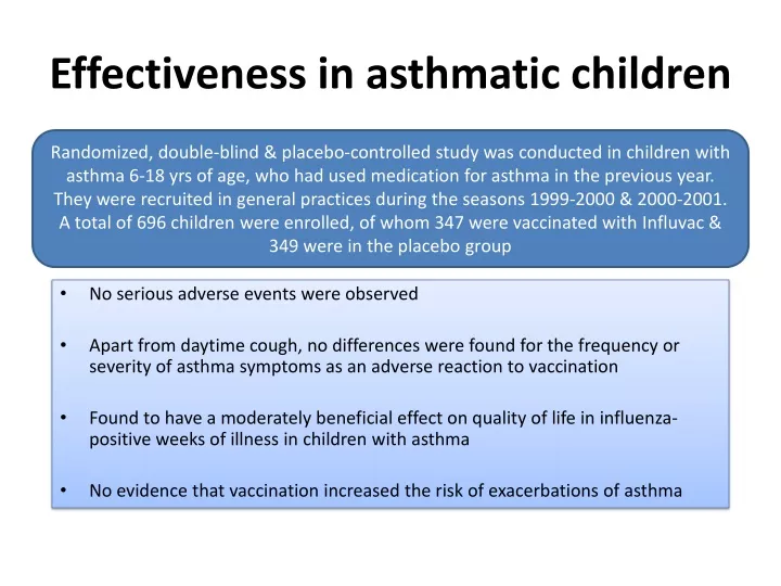 effectiveness in asthmatic children