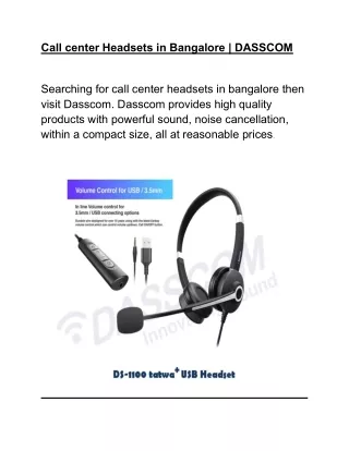 call center headsets in bangalore dasscom
