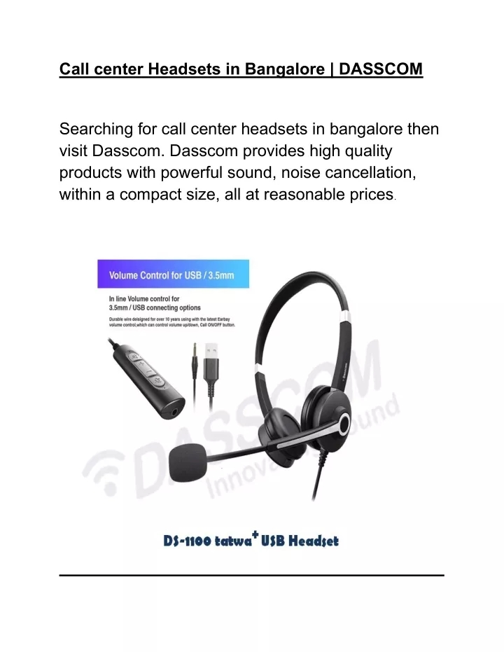 call center headsets in bangalore dasscom