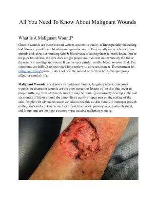 all you need to know about malignant wounds