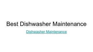 Best Dishwasher Maintenance
