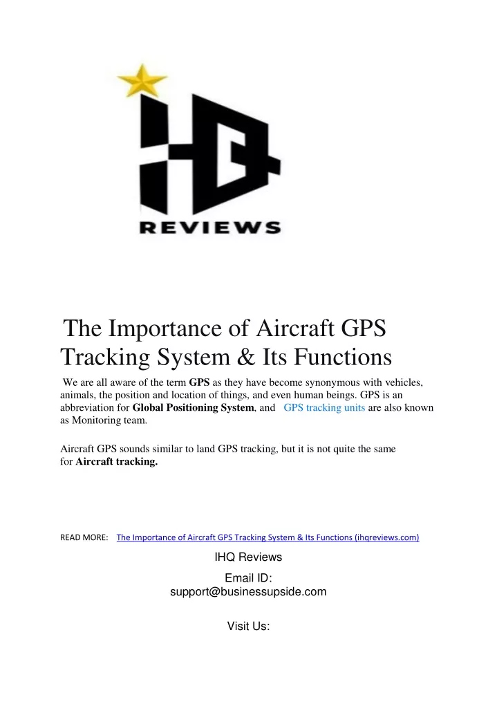 the importance of aircraft gps tracking system
