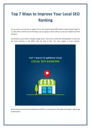 top 7 ways to improve your local seo ranking