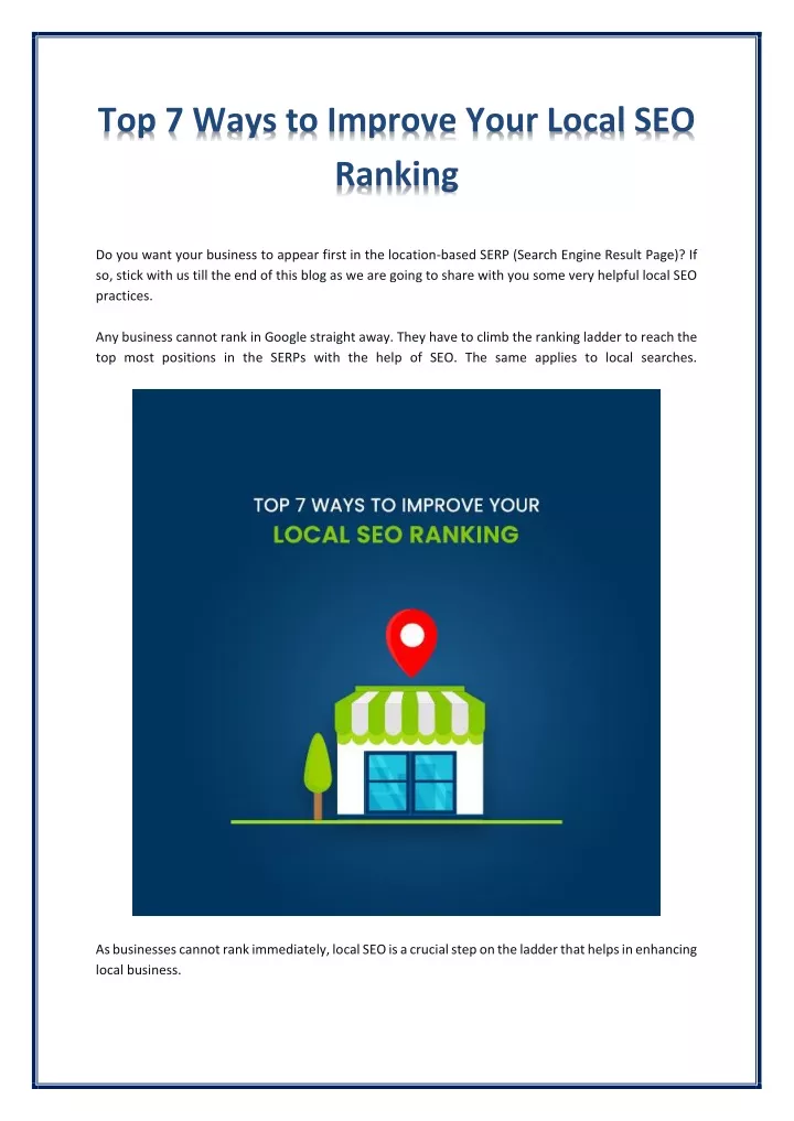 top 7 ways to improve your local seo ranking