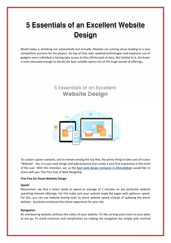 5 essentials of an excellent website design