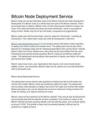 Bitcoin Node Deployment Service