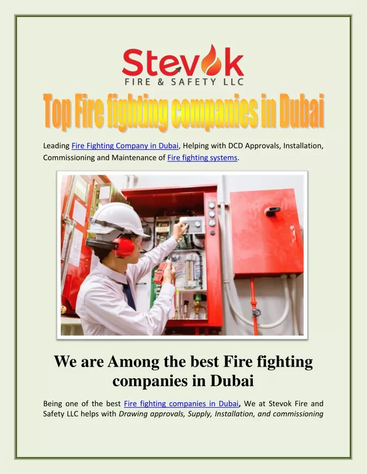 leading fire fighting company in dubai helping