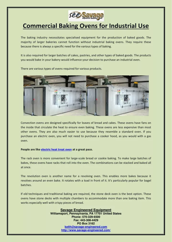 commercial baking ovens for industrial use