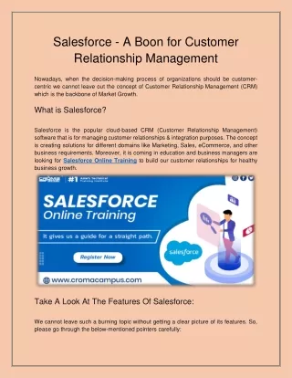 Salesforce - A Boon for Customer Relationship Management