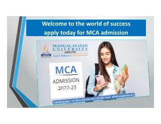 Masters of Computer Application (MCA) Admission 2022-23.