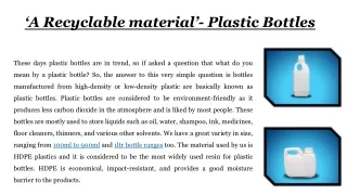 Plastic Bottle Suppliers in India | Dhanrajplastics