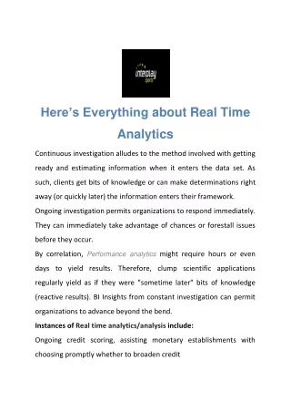 Here’s Everything about Real Time Analytics