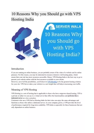 10 reasons why you should go with vps hosting