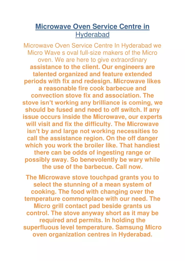 microwave oven service centre in hyderabad