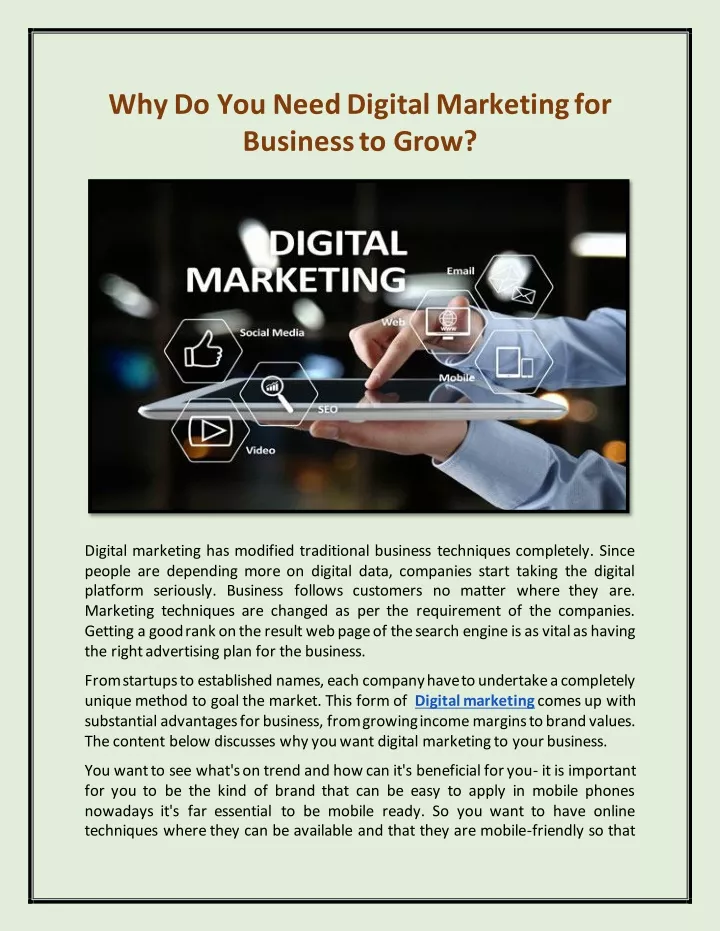 why do you need digital marketing for business