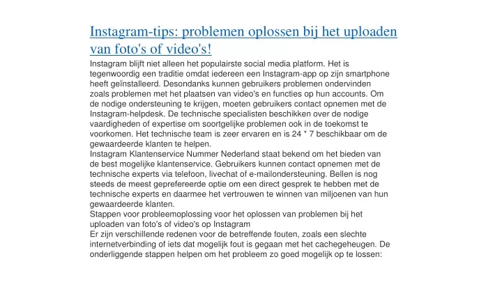 instagram tips problemen oplossen