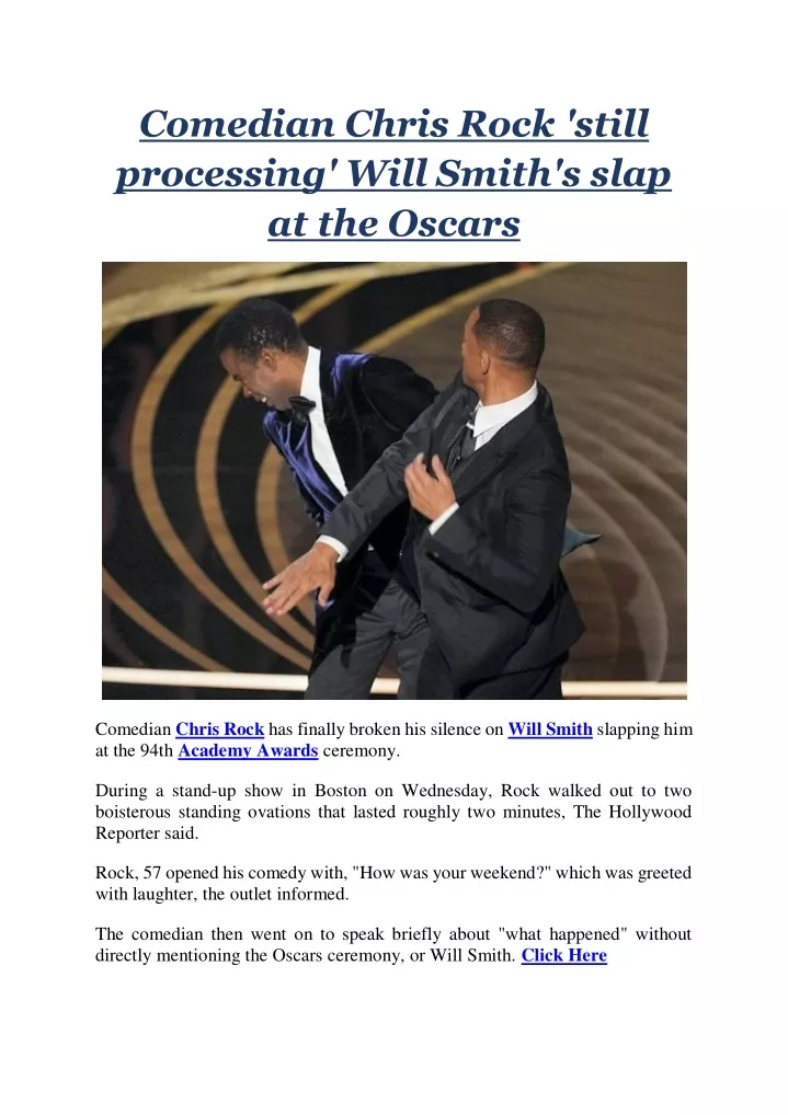 comedian chris rock still processing will smith