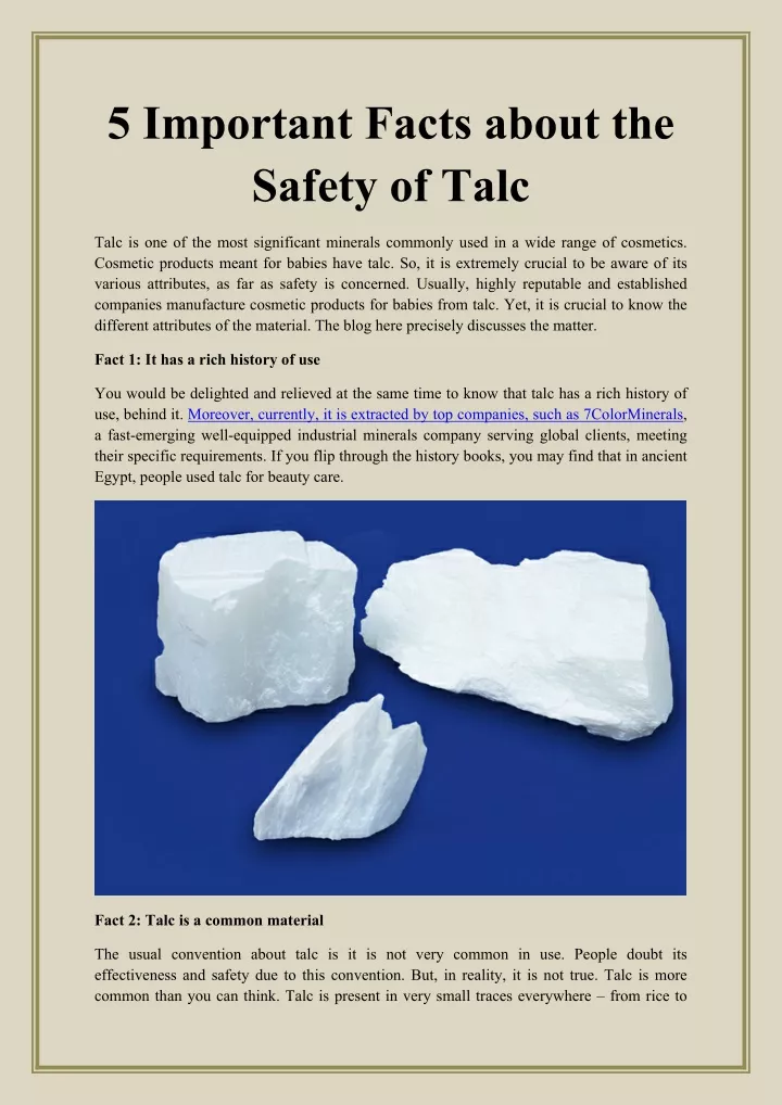 5 important facts about the safety of talc