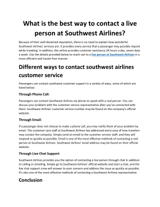How Do I Talk to a Live Person at Southwest Airlines?
