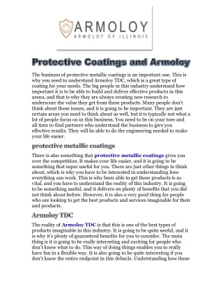 the business of protective metallic coatings