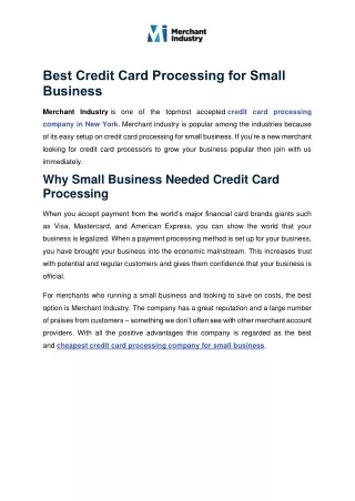 Best Credit Card Processing for Small Business