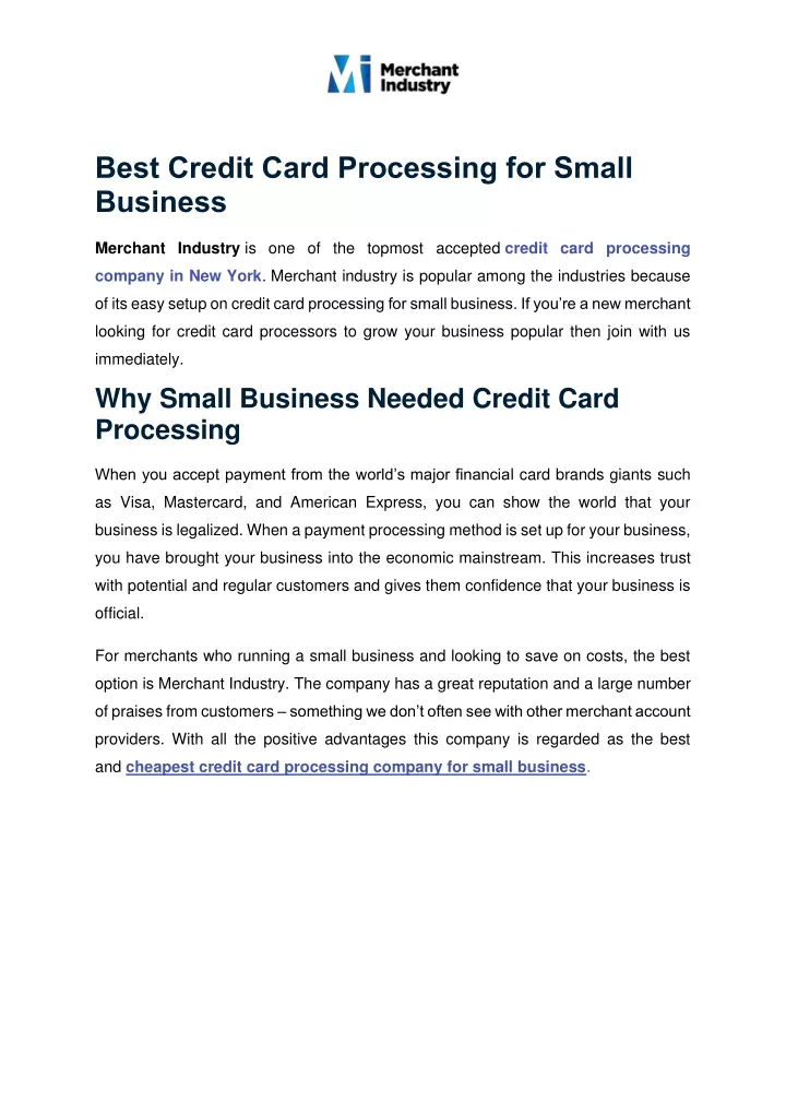 best credit card processing for small business