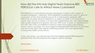 How did the Info Hub Digital Team Improve 800 PERGOLA’s site to Attract More Customers