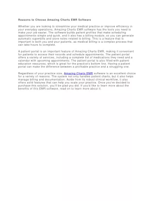 reasons to choose amazing charts emr software