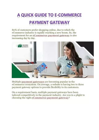 A quick guide to eCommerce Payment Gateway