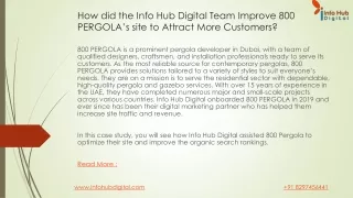 How did the Info Hub Digital Team Improve 800 PERGOLA’s site to Attract More Customers PDF