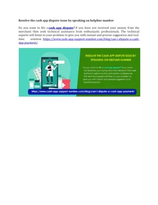 resolve the cash app dispute issue by speaking