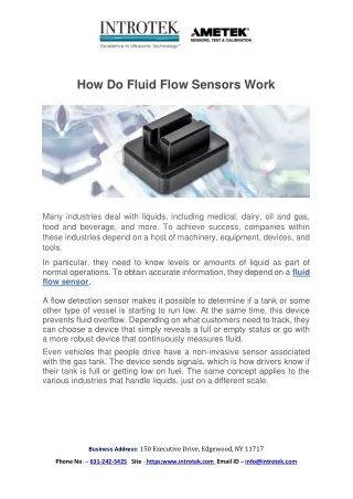 How Do Fluid Flow Sensors Work