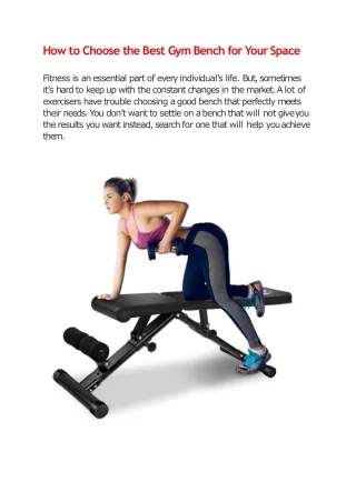 how to choose the best gym bench for your space