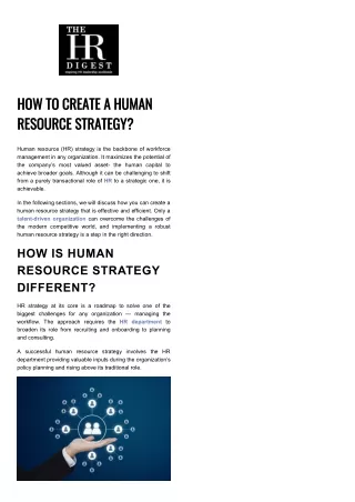 how to create a human resource strategy