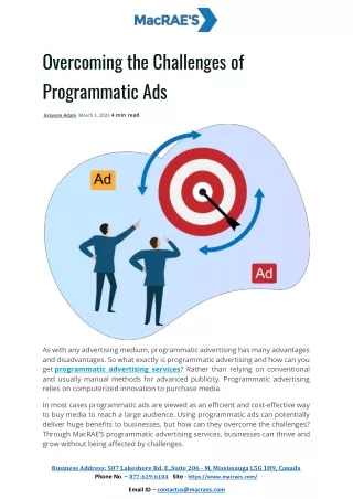 Overcoming the Challenges of Programmatic Ads