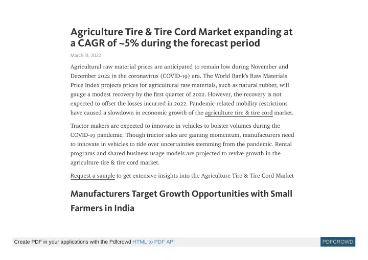 agriculture tire tire cord market expanding