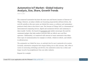 automotive iot market global industry analysis