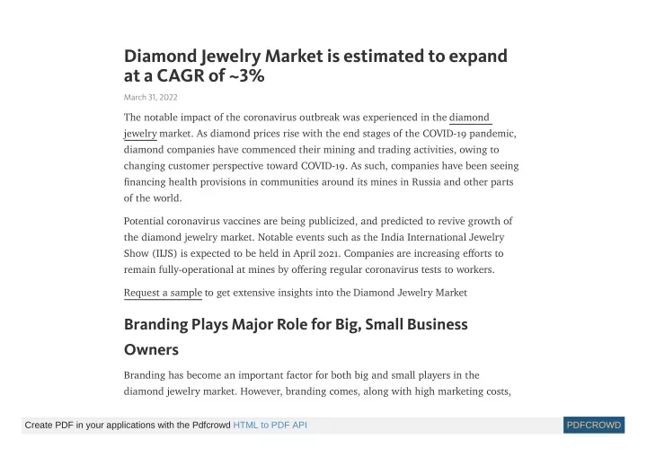 diamond jewelry market is estimated to expand