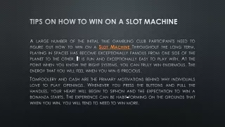 Tips on How to Win on a Slot