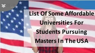 List of Some Affordable Universities For Students Pursuing Masters In The USA