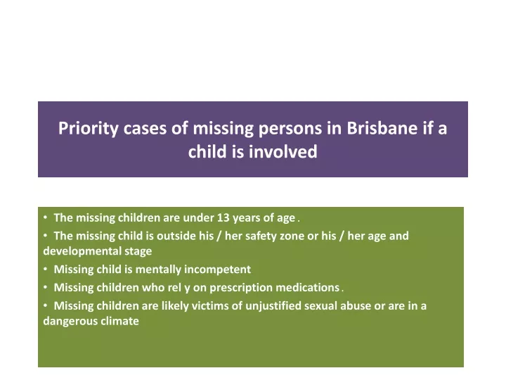 priority cases of missing persons in brisbane if a child is involved