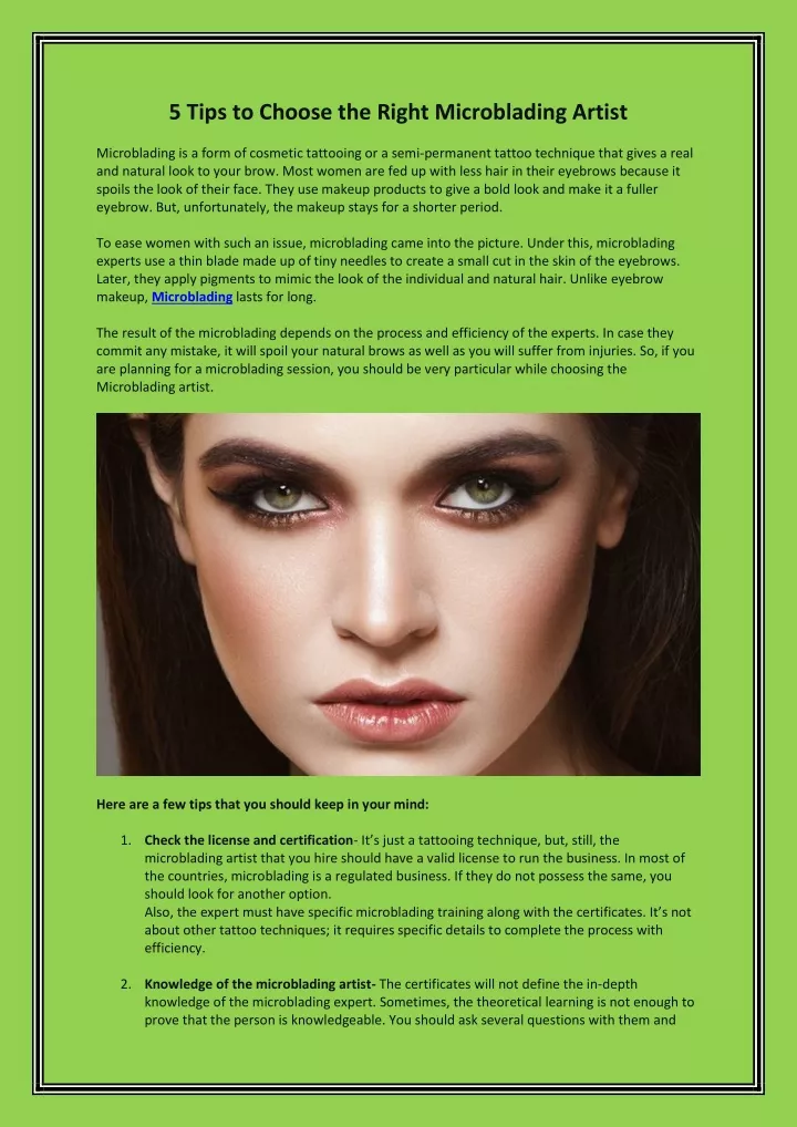 Ppt 5 Tips To Choose The Right Microblading Artist Powerpoint Presentation Id11247701 7050