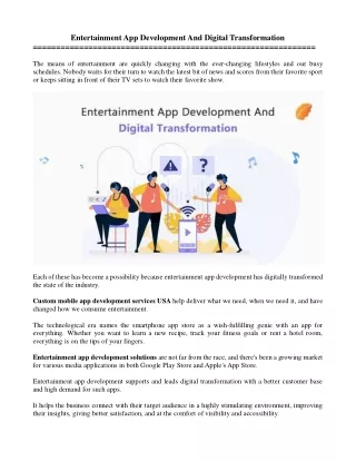 entertainment app development and digital