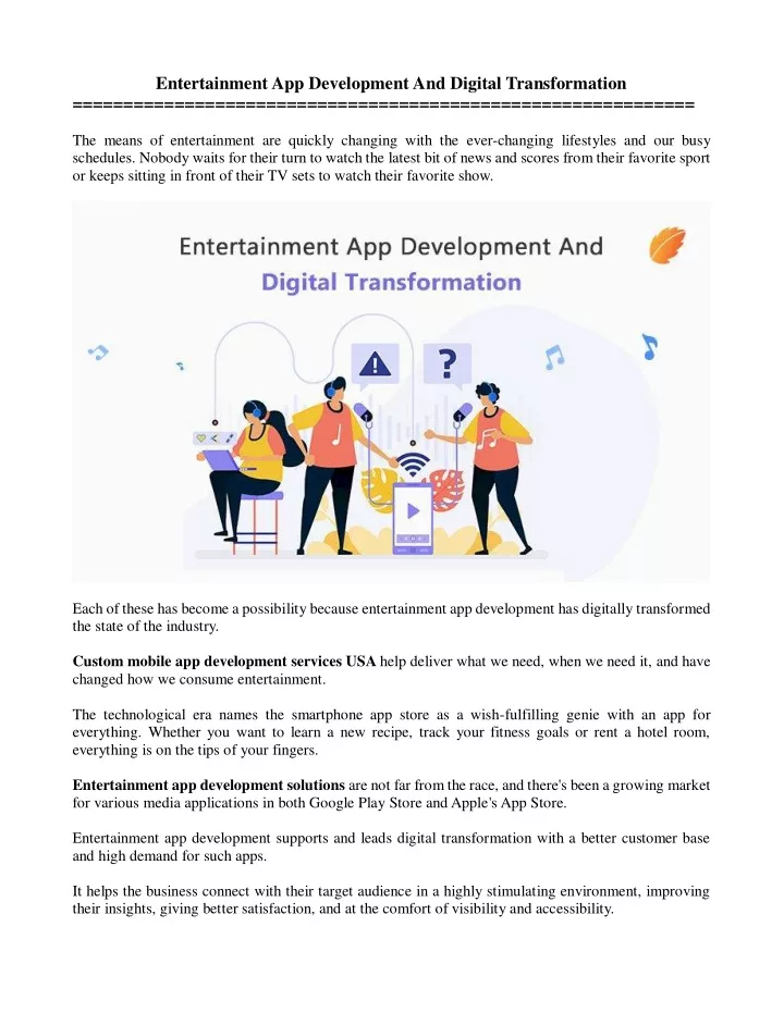 entertainment app development and digital