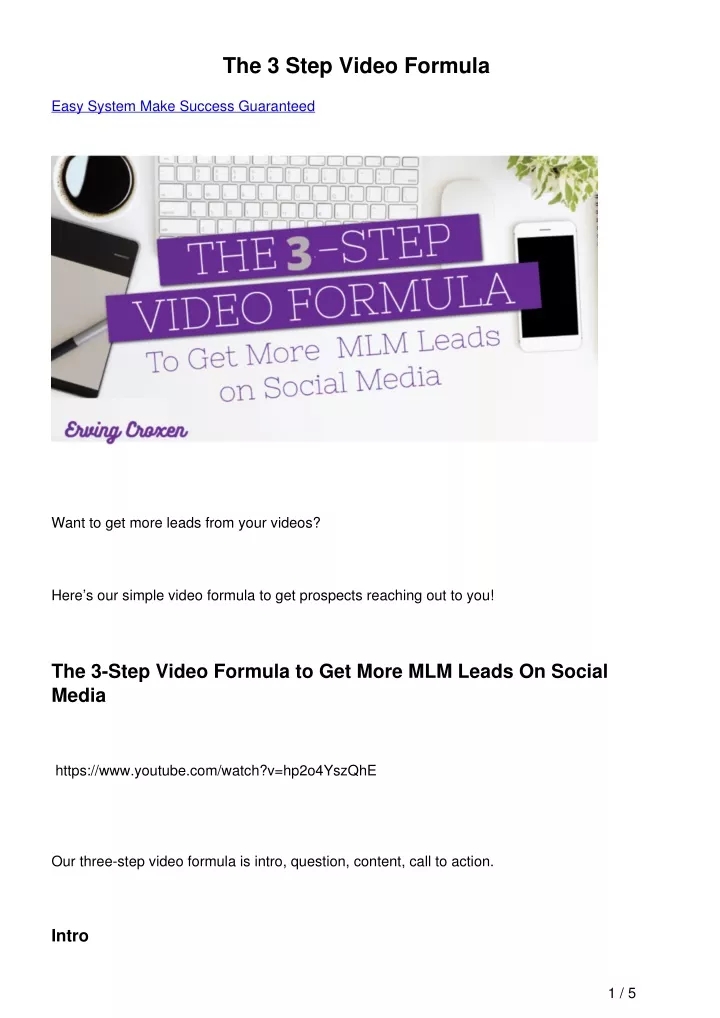 the 3 step video formula