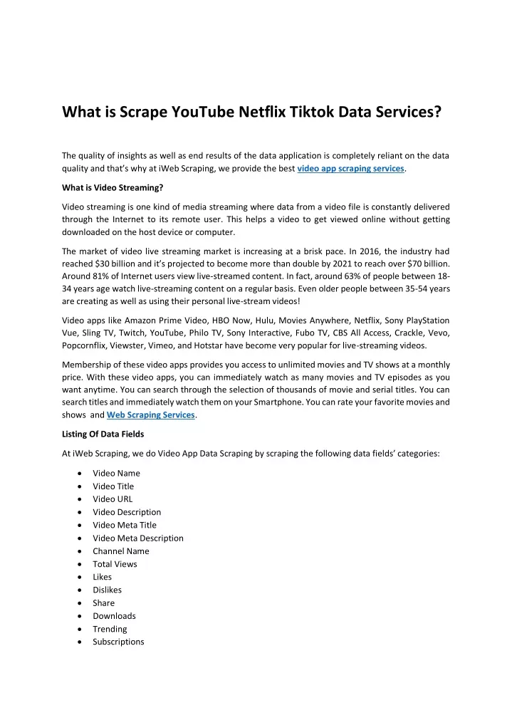 what is scrape youtube netflix tiktok data