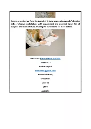 Tutors Online Australia  Hitutor.com.au