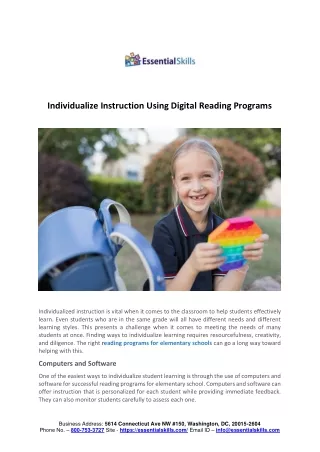 Individualize Instruction Using Digital Reading Programs